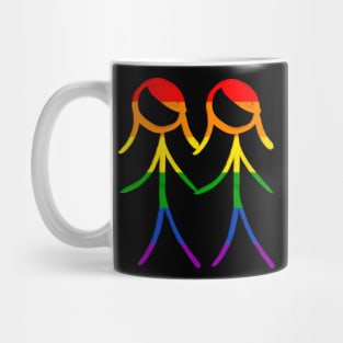 Rainbow Lesbian stick figures Mug